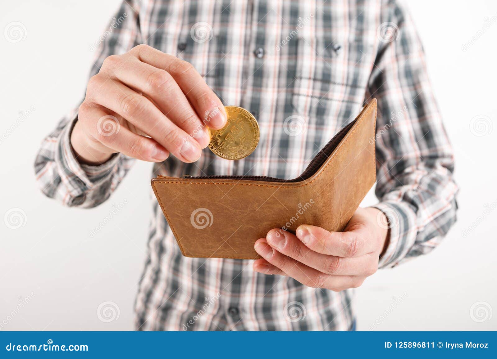 Businessman Holding Bitcoin. Golden Bitcoin Coin In Men ...