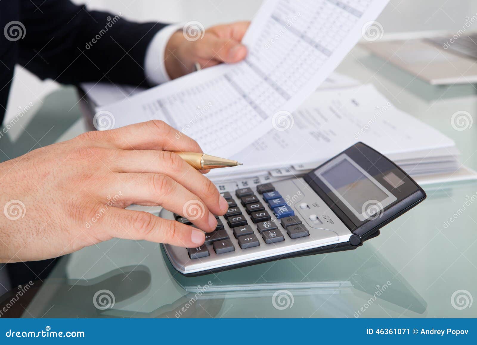 Businessman Holding Calculating Expense in Office Stock Image Image