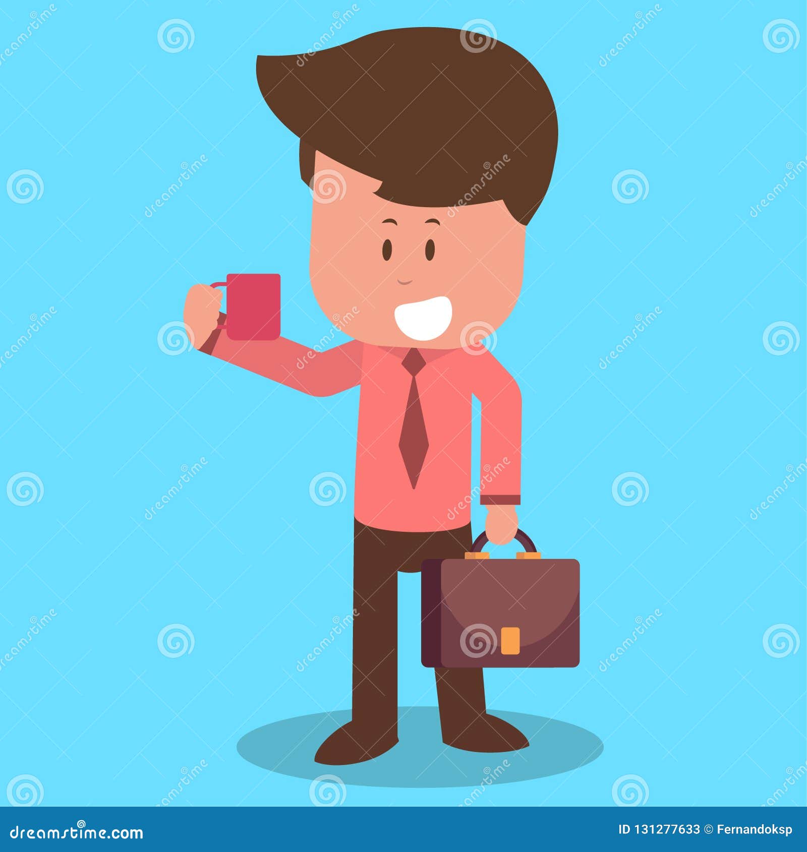 Businessman Holding Cup Of Coffee Stock Vector Illustration Of Drink Flipchart