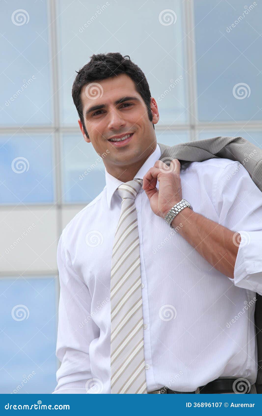 Businessman Holding His Jacket Stock Image Image of outdoors, pleased