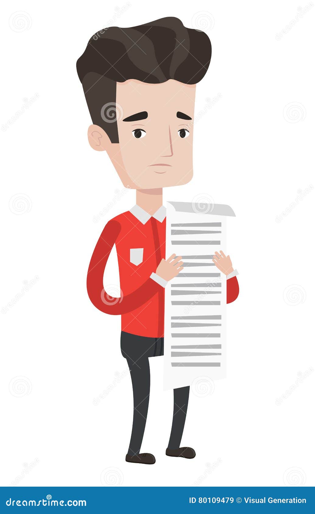 Businessman Holding Long Bill Vector Illustration. Stock Vector ...