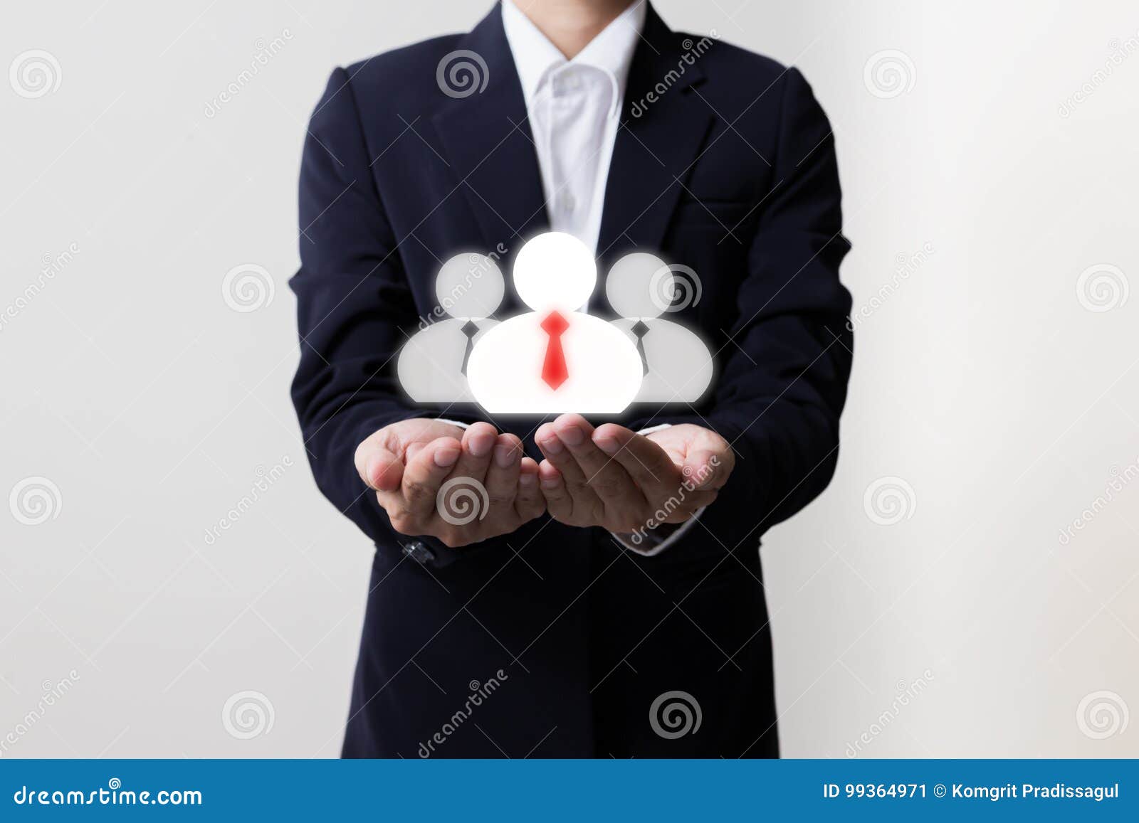 businessman holding managers and team s