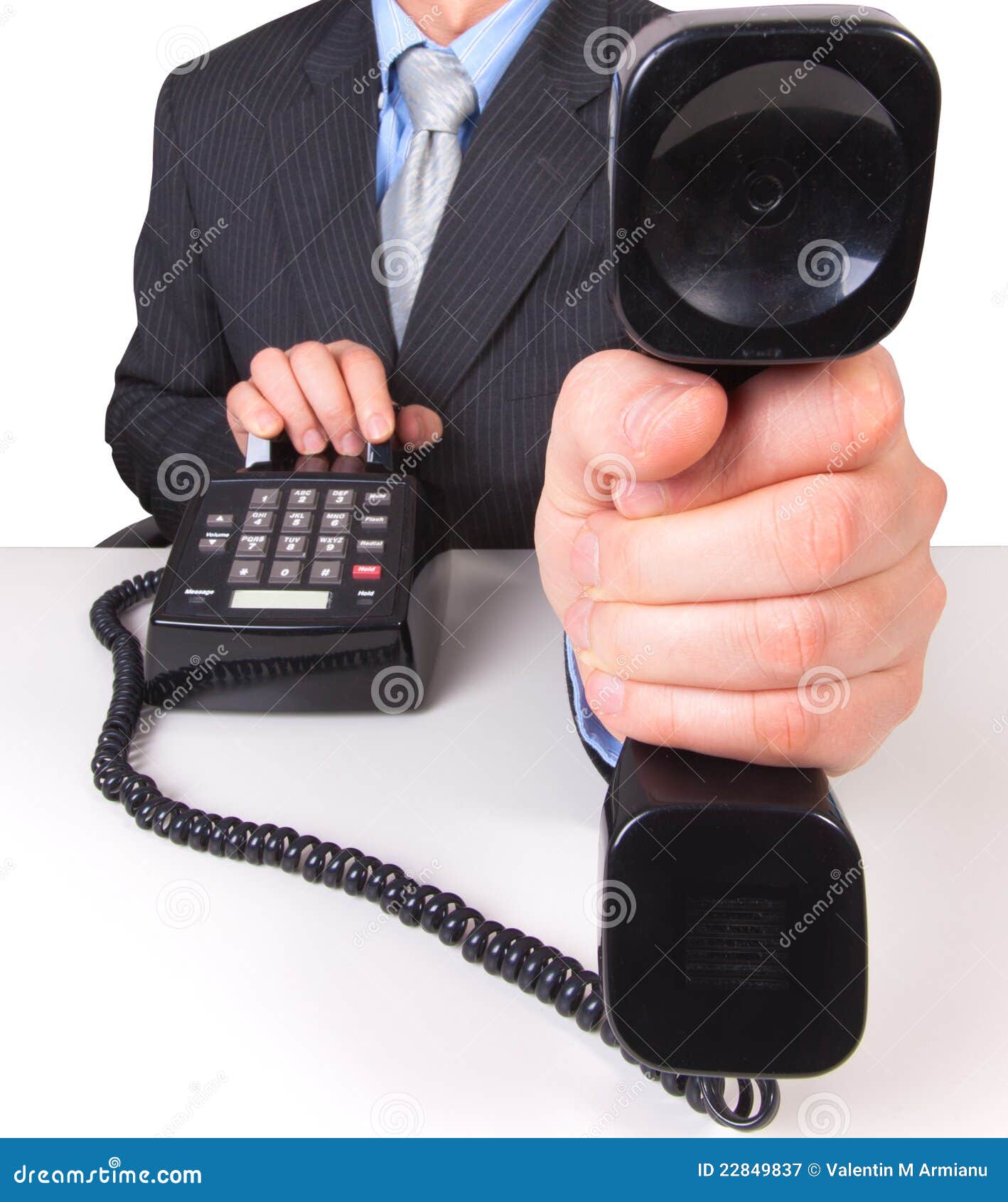 Businessman Holding Phone Receiver Stock Image Image of telephone