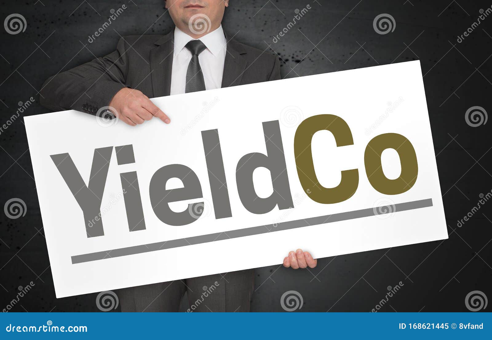 Businessman Holds YieldCo Signboard Concept Stock Image Image of