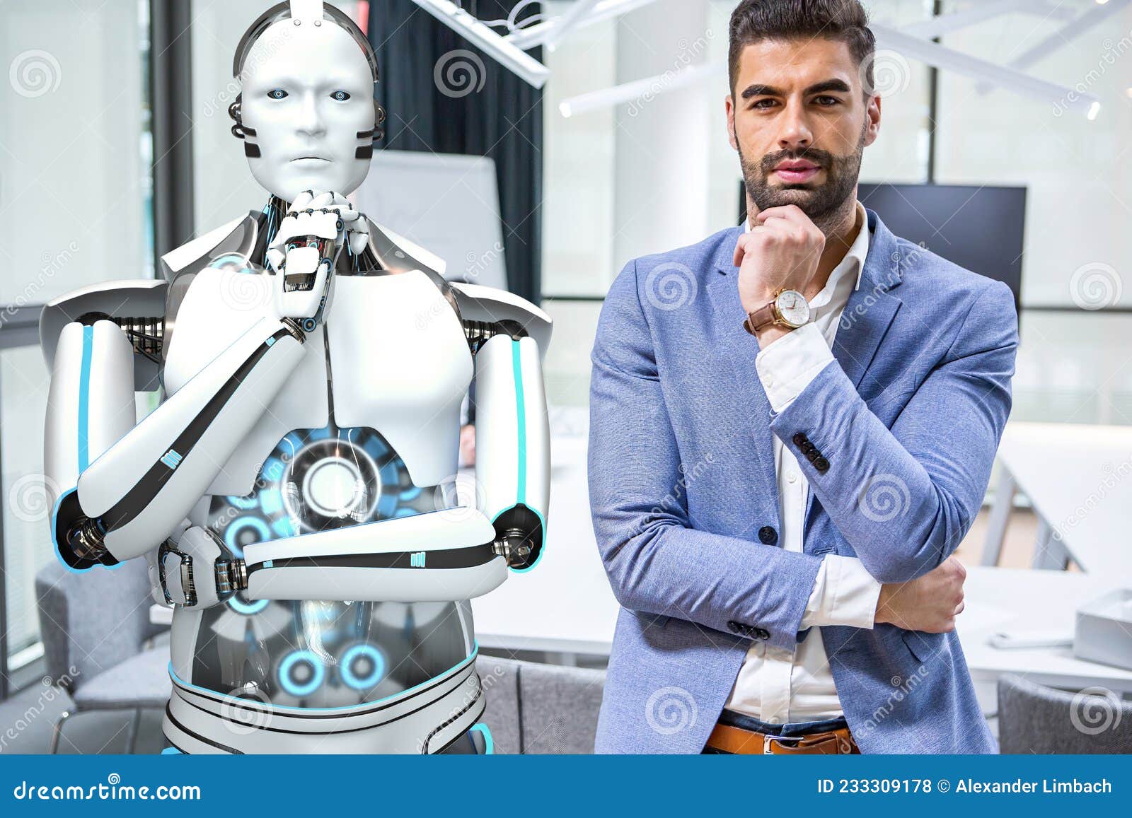 businessman and humanoid robot