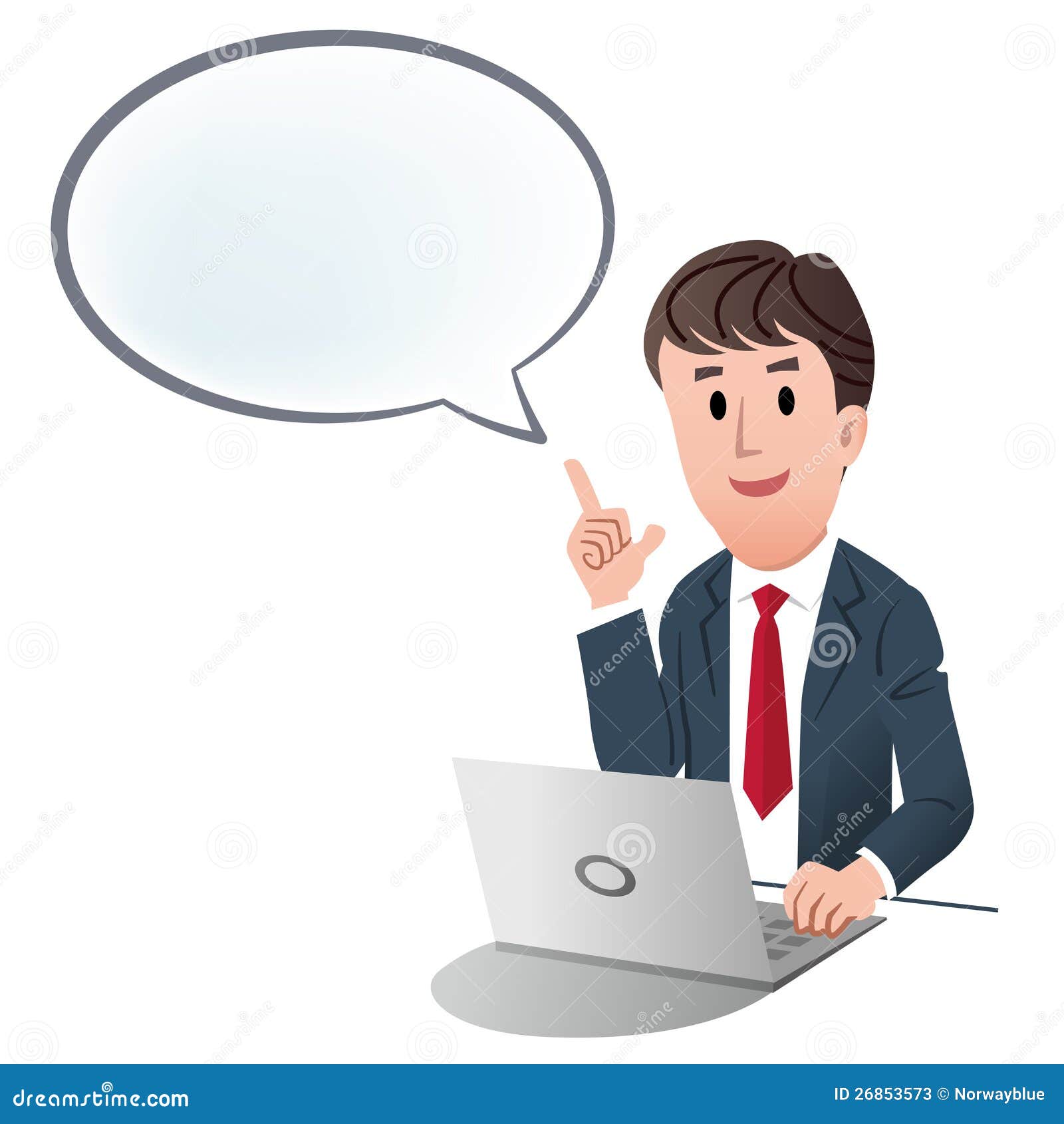 businessman indicating up speech bubble