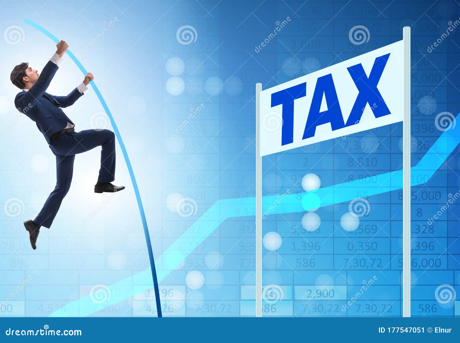 Businessman Jumping Over Tax in Tax Evasion Avoidance Concept Stock