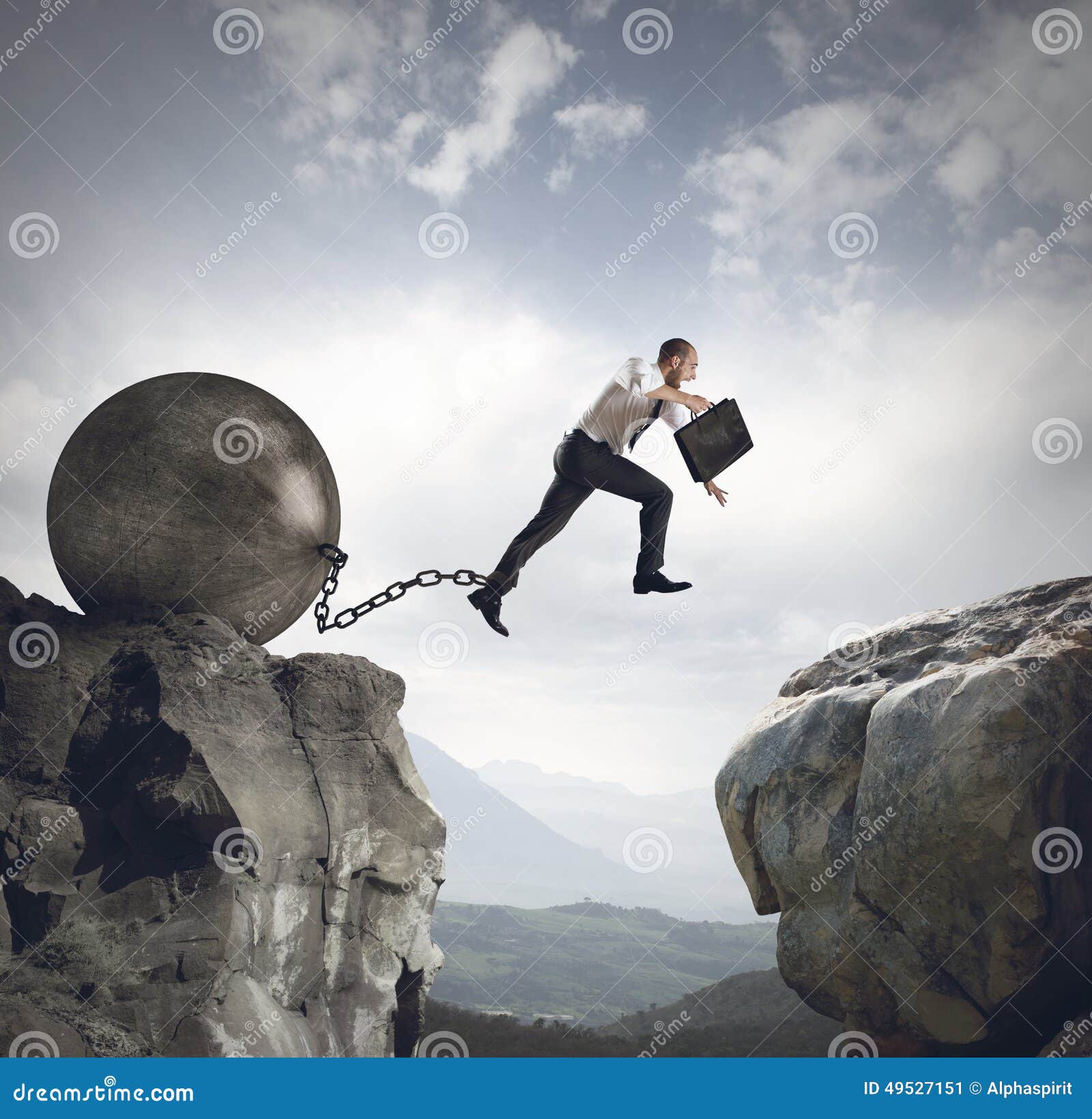 businessman jumps the obstacle