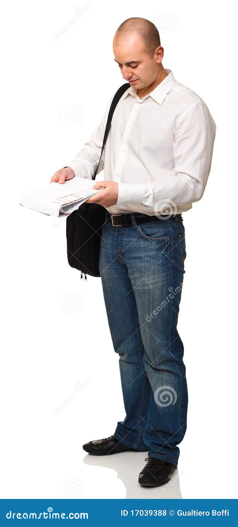 Businessman with Laptop Bag Stock Photo Image of standing, isolated