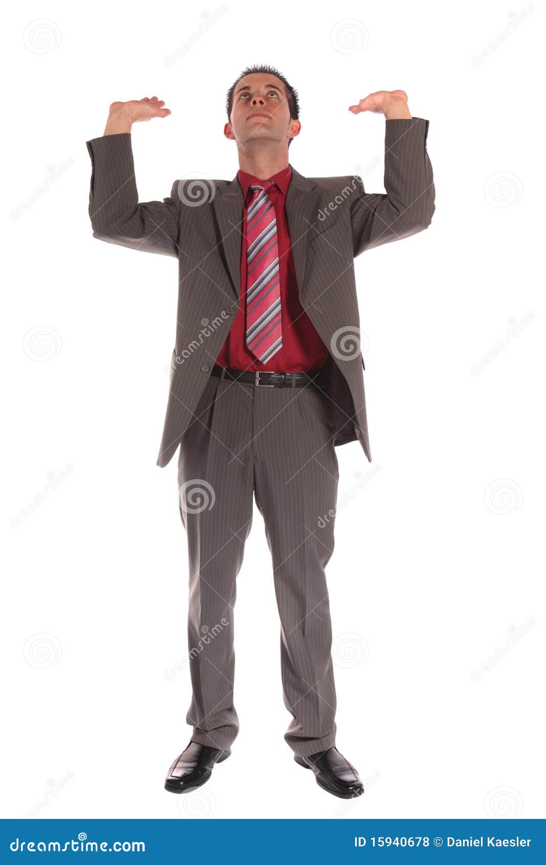 Businessman Lifting His Arms Stock Photo Image of arms, cravat 15940678