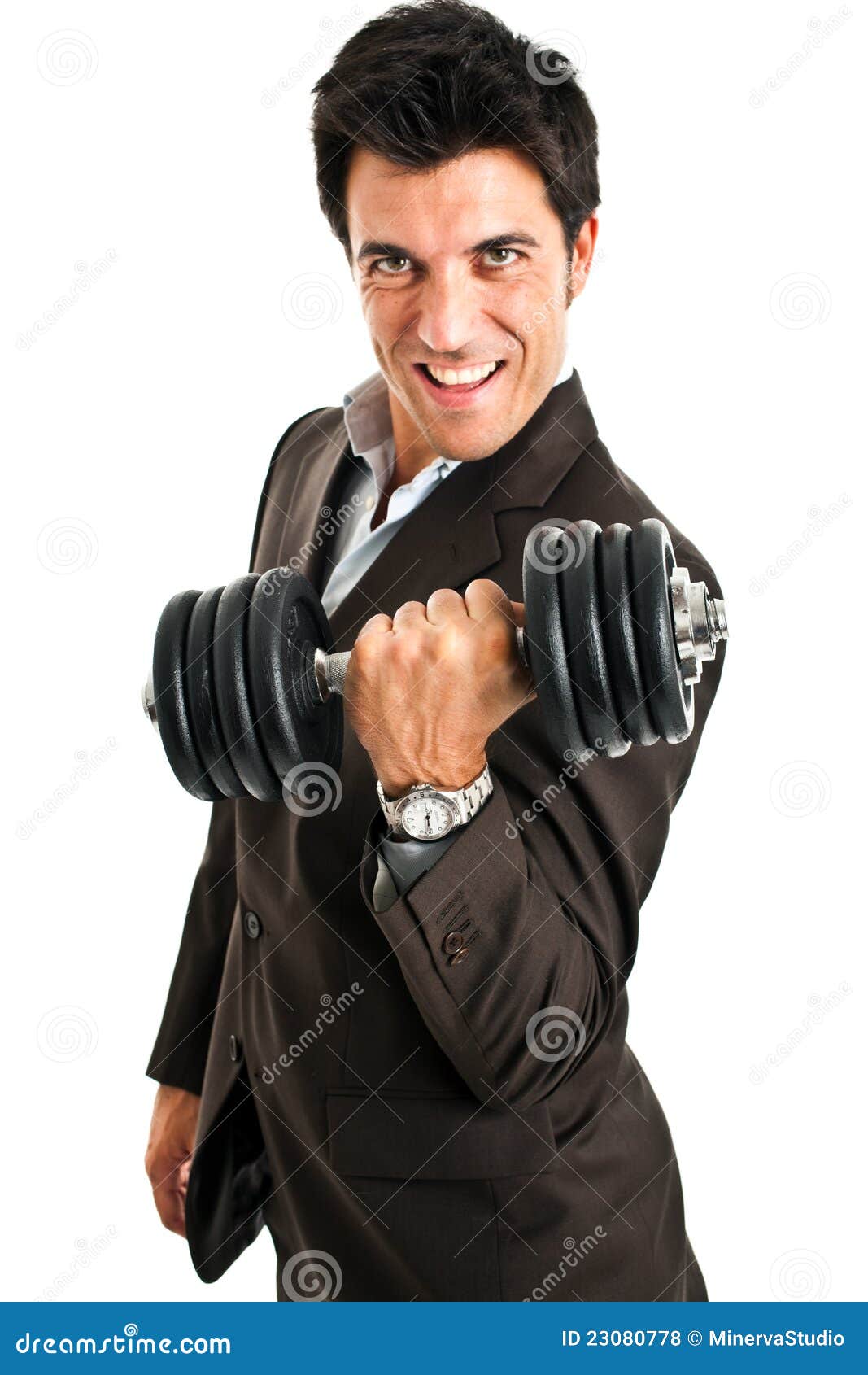 Businessman Lifting Weights Stock Photo Image of challenge, hand