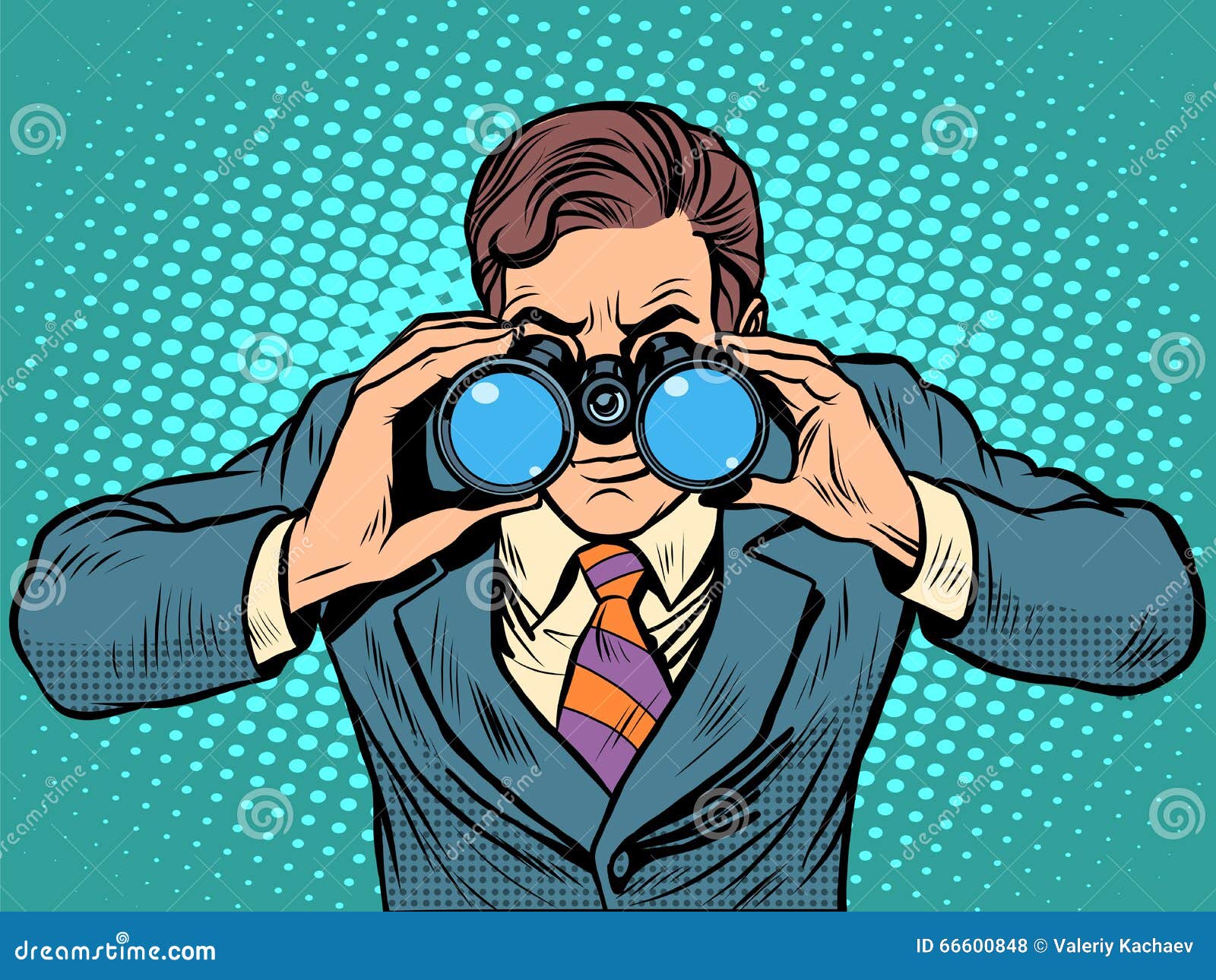 businessman looking through binoculars. lead vision navigator