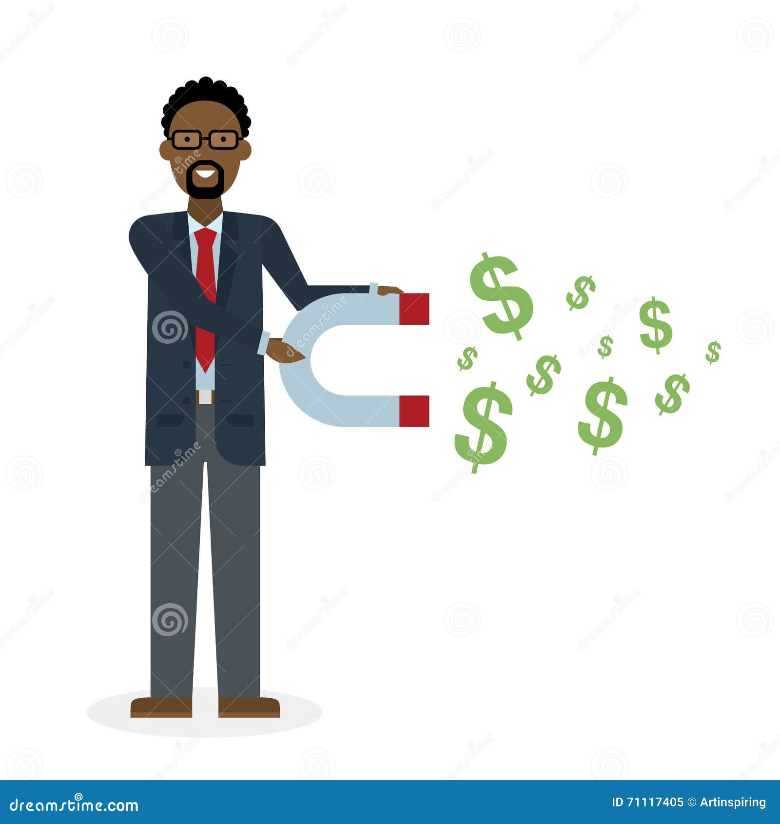 Businessman with magnet. stock vector. Illustration of investment ...