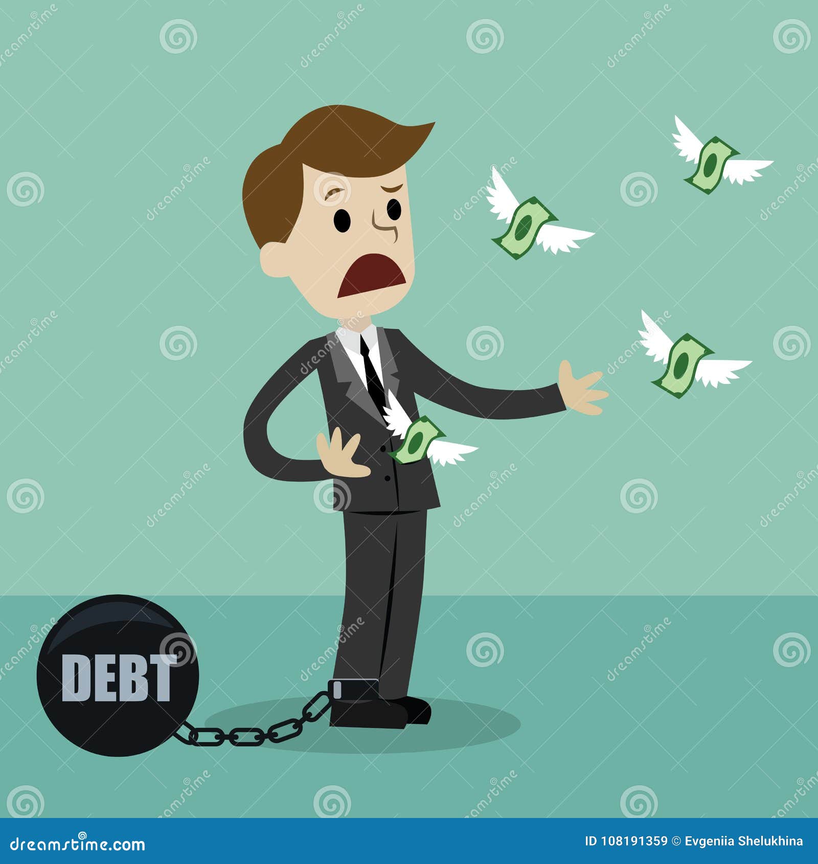Businessman Losing Money From A Bankbook Stock Image | CartoonDealer