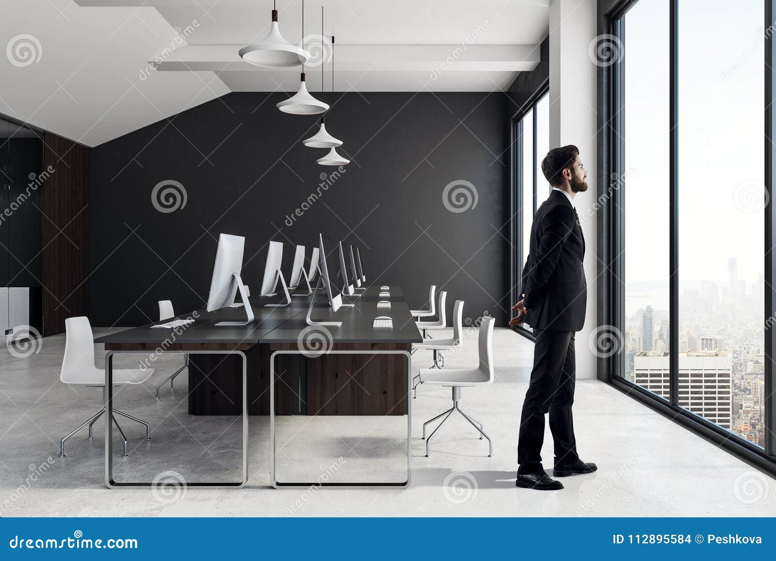 businessman in modern coworking office interior