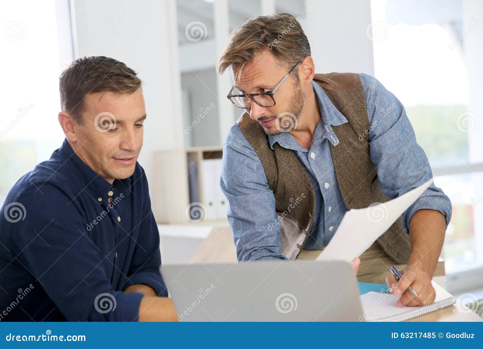 Businessman at Office Discussing Strategy Stock Image Image of laptop