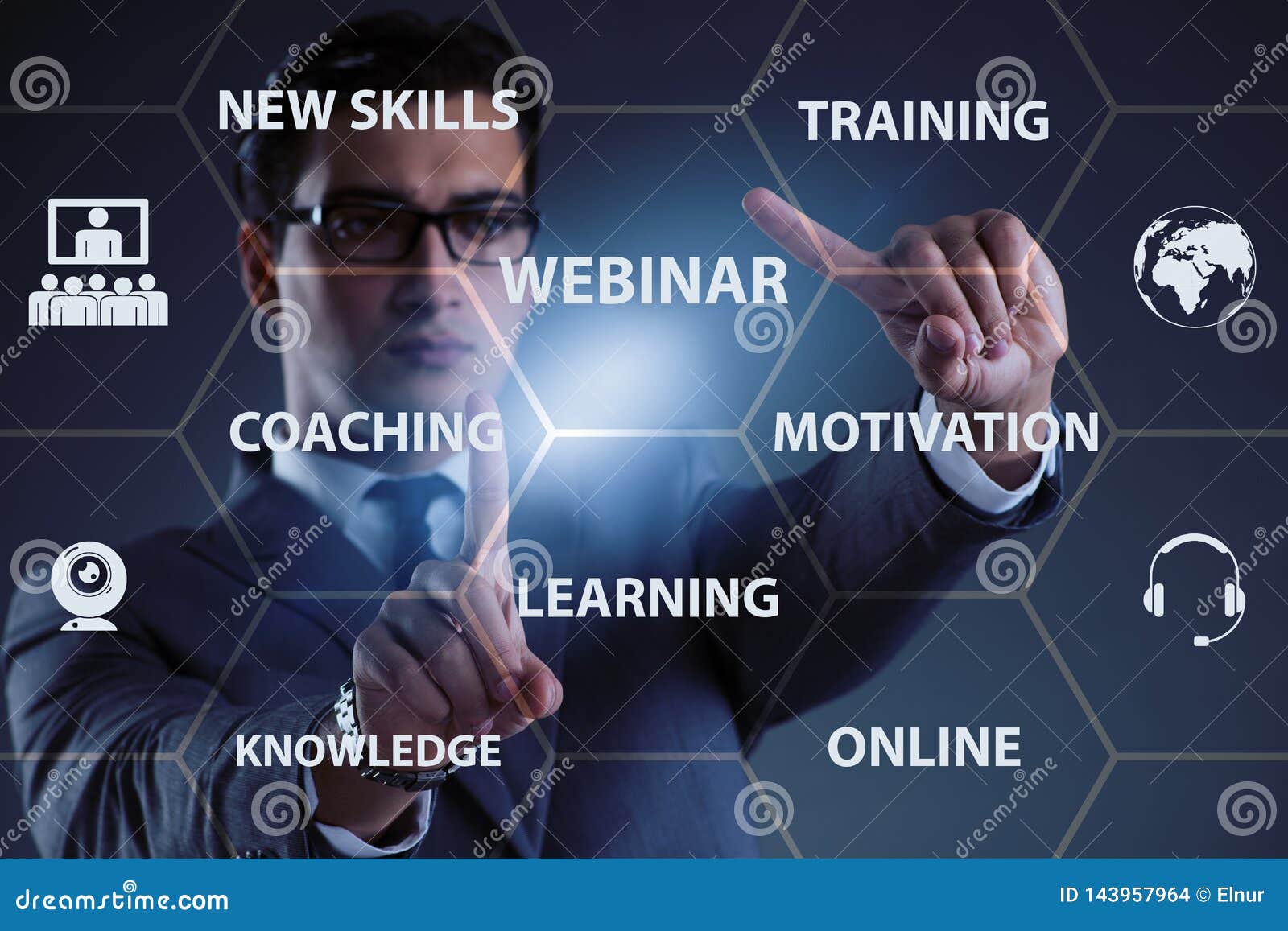 The Businessman in Online Webinar Concept Stock Photo - Image of
