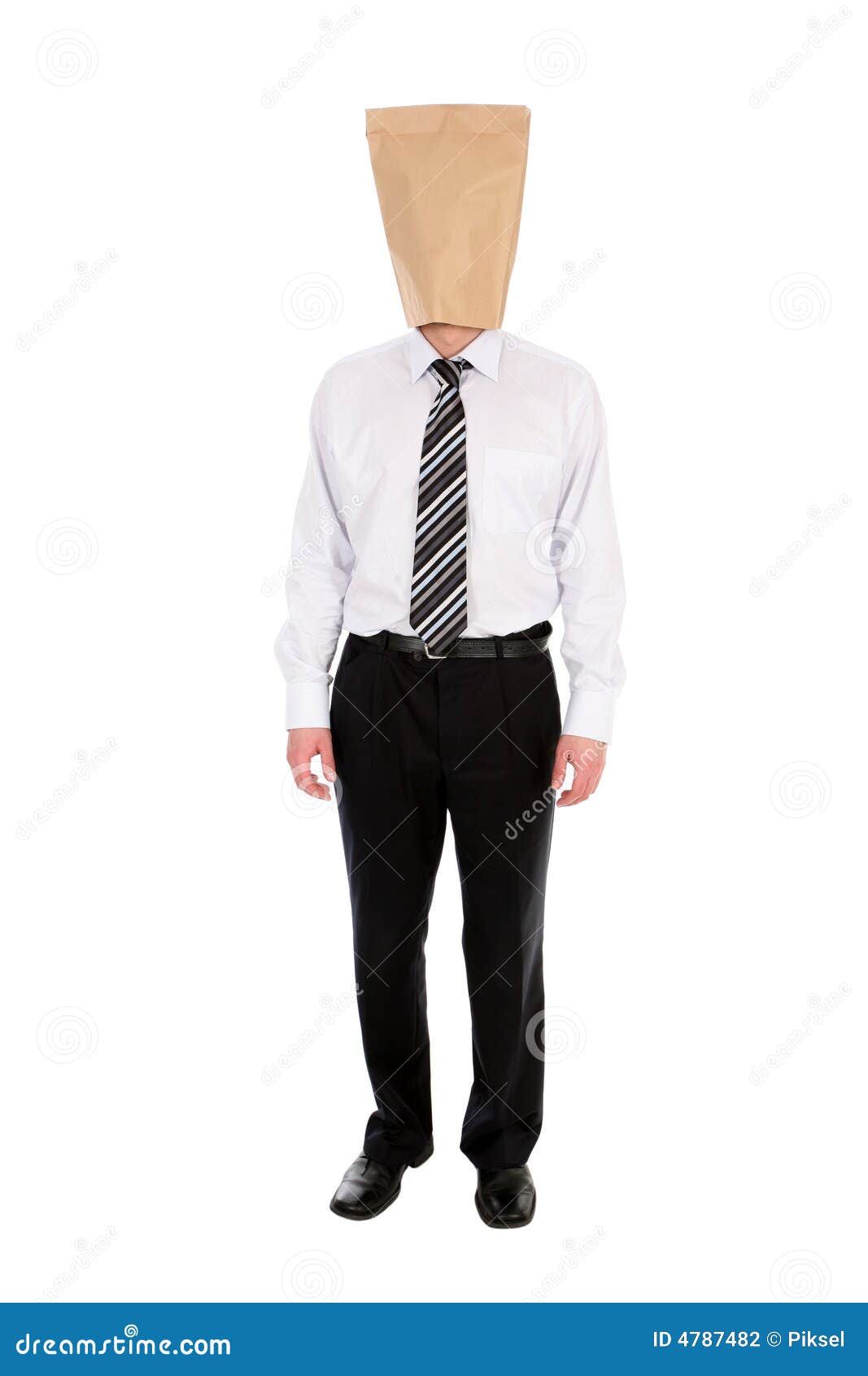 Businessman with Paper Bag Over Head Stock Photo Image of businessman