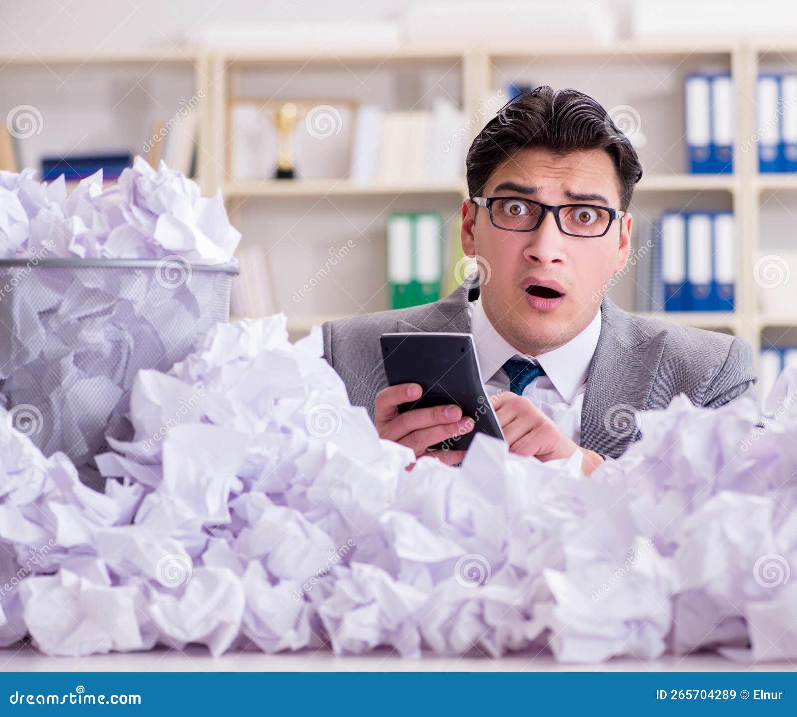 Businessman in Paper Recycling Concept in Office Stock Image Image of