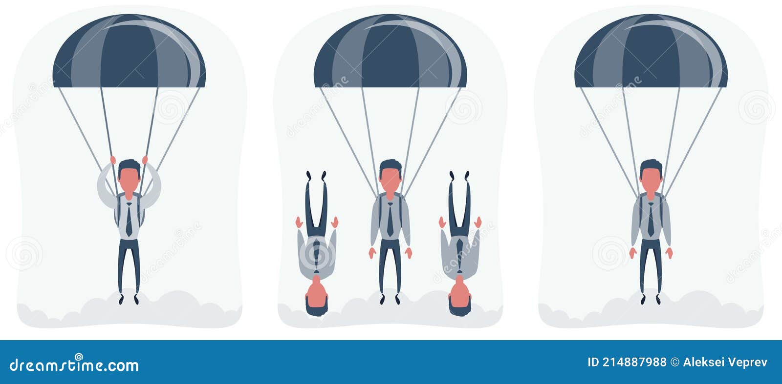 Businessman With Parachute Vector Flat Illustration Stock Vector