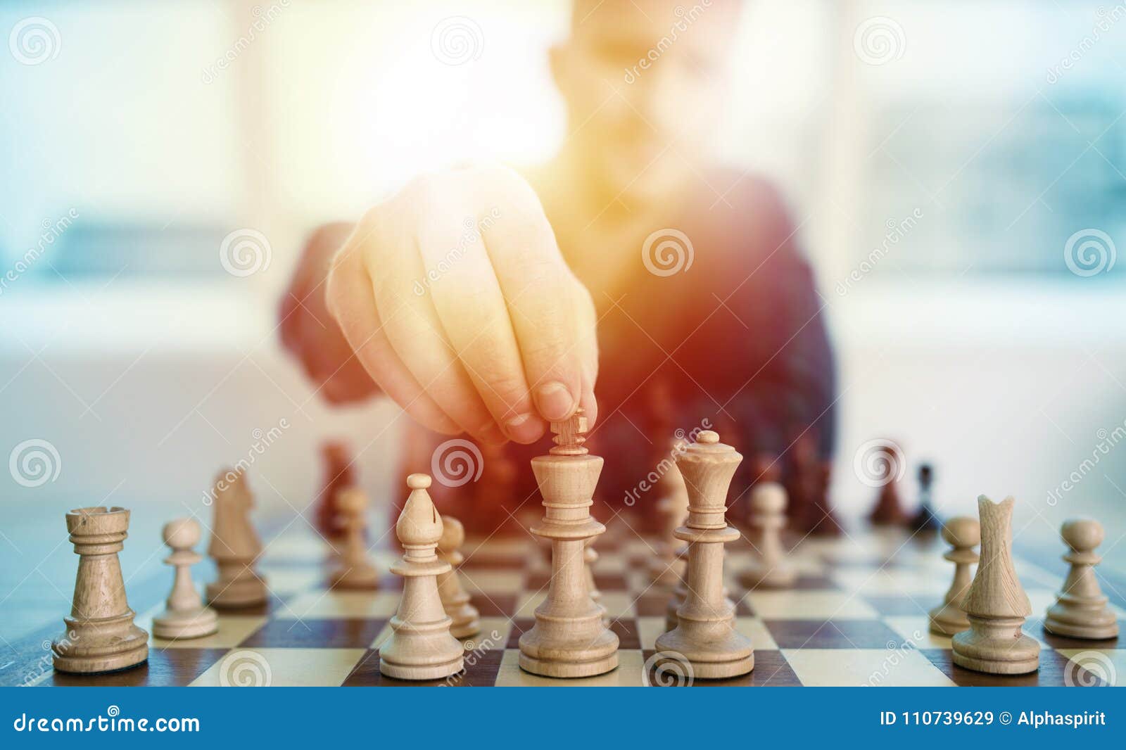 businessman play with chess game. concept of business strategy and tactic