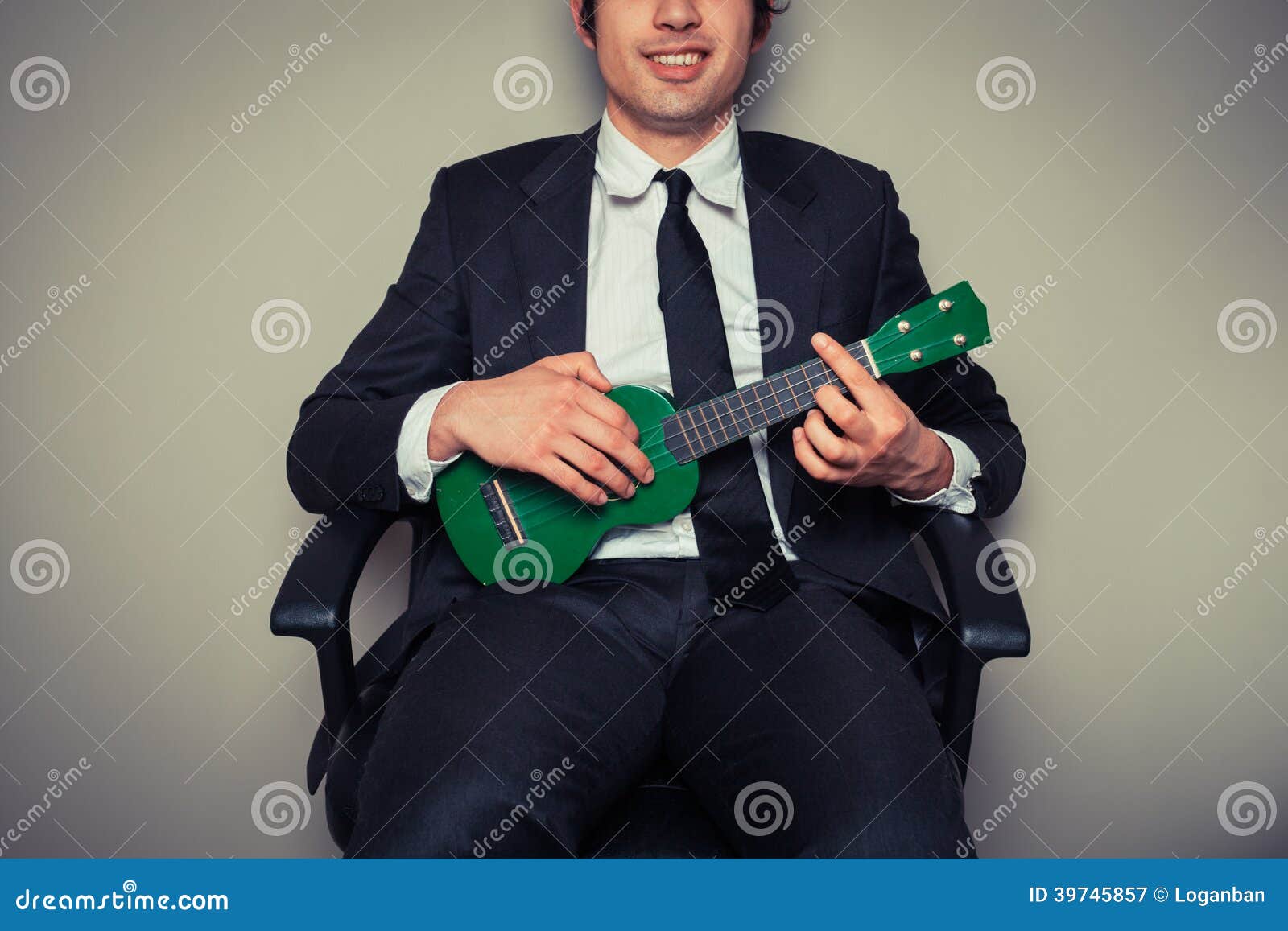 Businessman Playing Ukulele Stock Image Image of music, suit 39745857