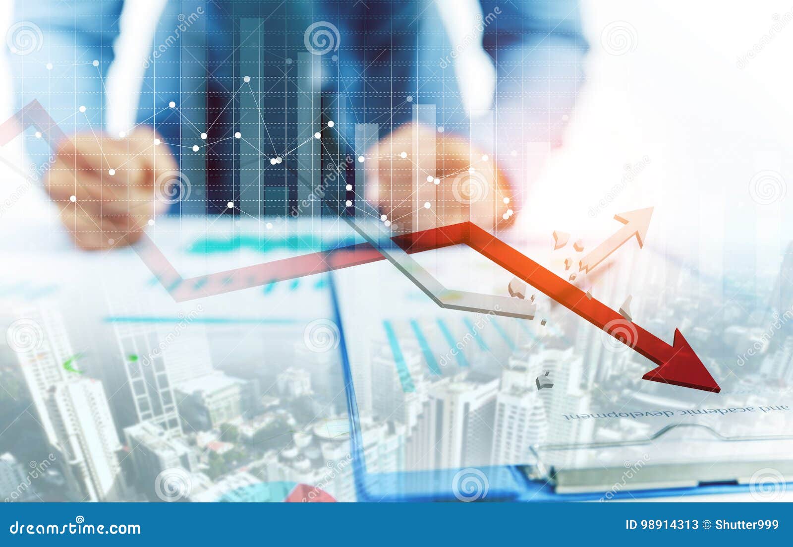 Decreasing And Increasing Graph On Chalkboard Stock Photography ...