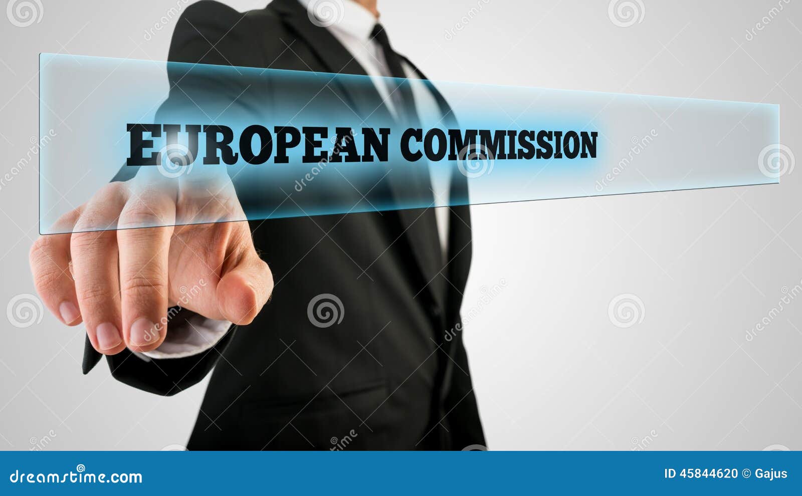 businessman pointing glowing european commission