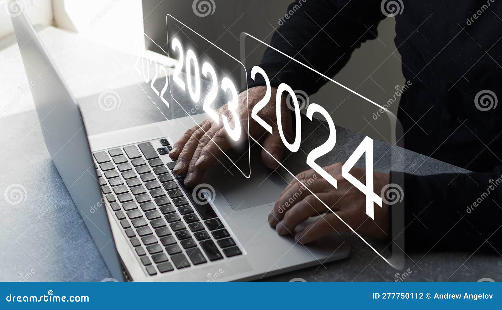 Businessman Pointing To Digital 2024 on Virtual Screen. Countdown To 2024 Concept. Space for Text. New Year S Eve Stock Photo... 