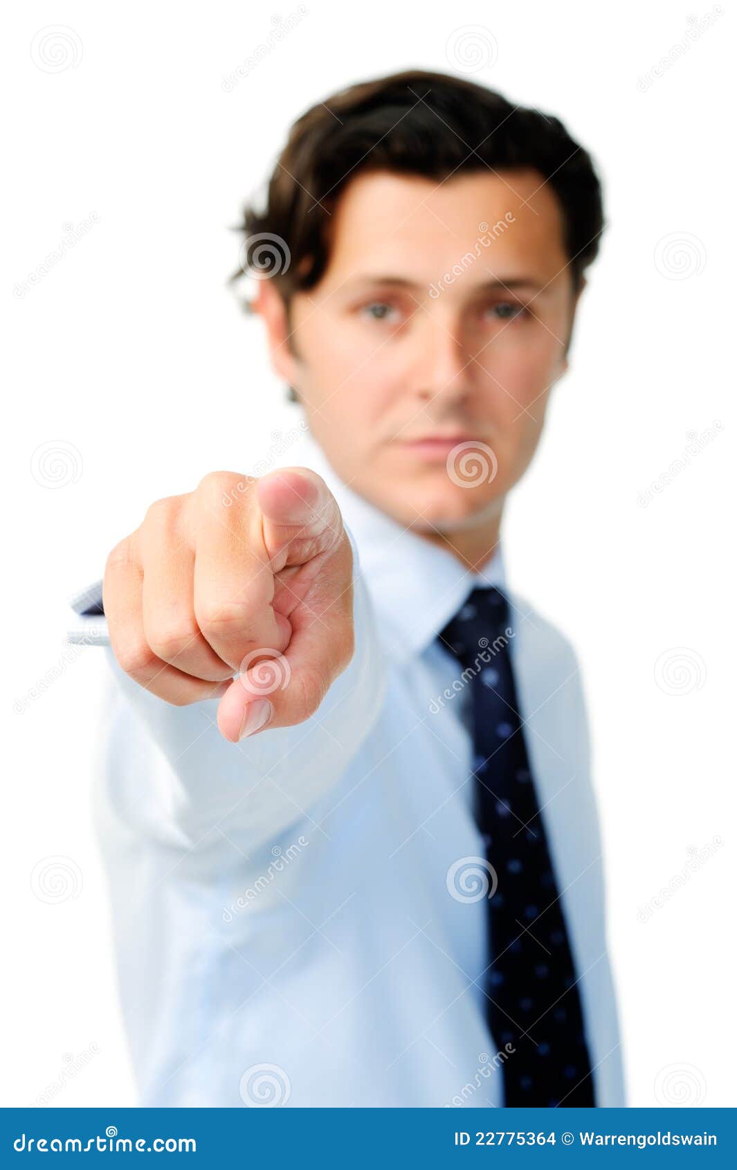 Businessman Points with a Straight Face Stock Photo - Image of target ...