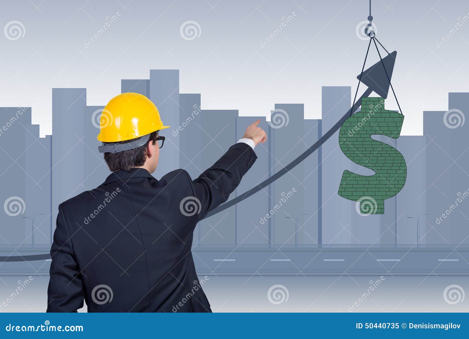 Businessman Points To Dollar Stock Image Image of architect, diagram