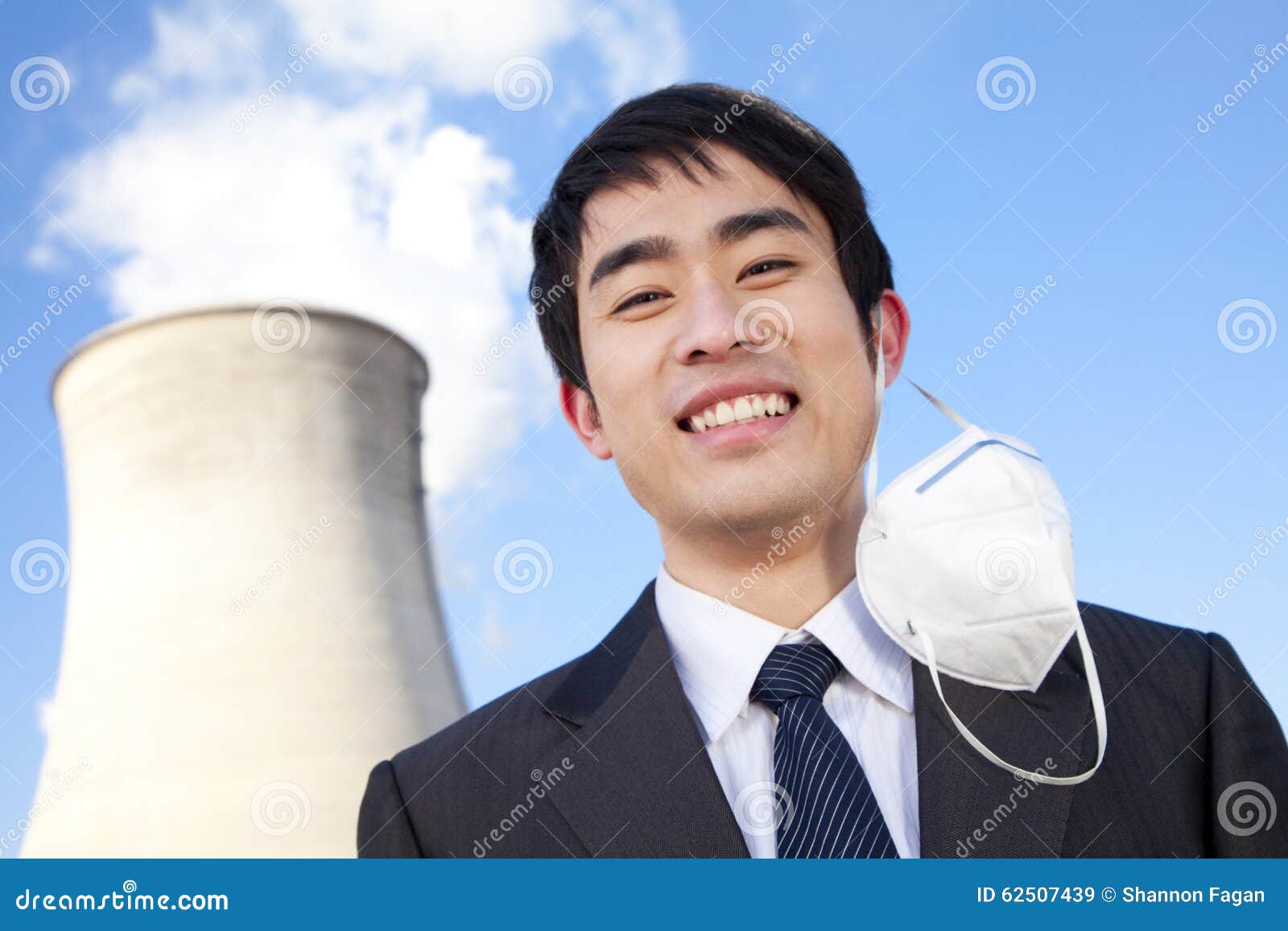Businessman at Power Plant with Face Mask Stock Image Image of camera