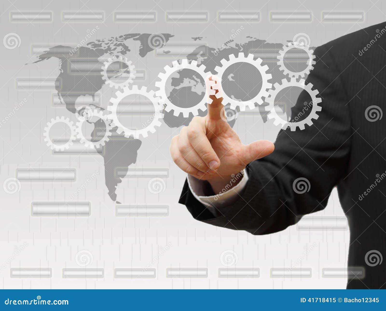 Businessman Pressing Virtual Sprockets. Technology and Innovation Concept Stock Image Image of