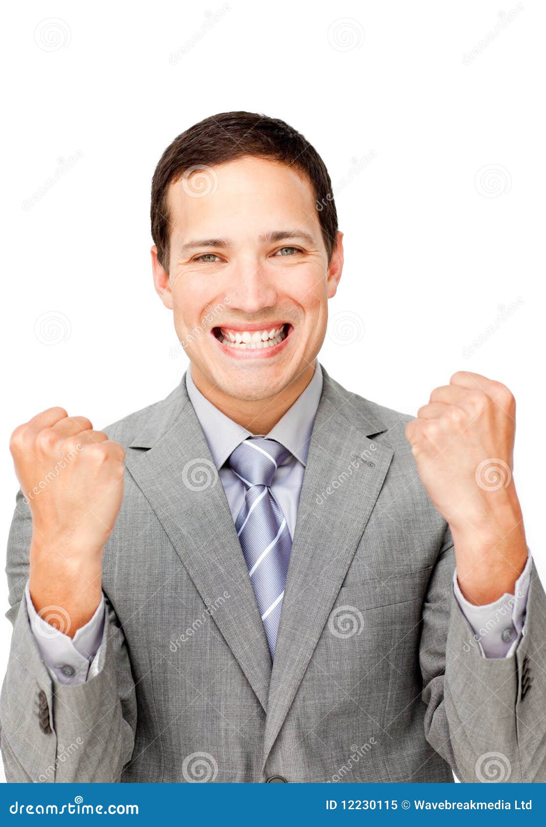 Businessman Punching the Air in Celebration Stock Image Image of