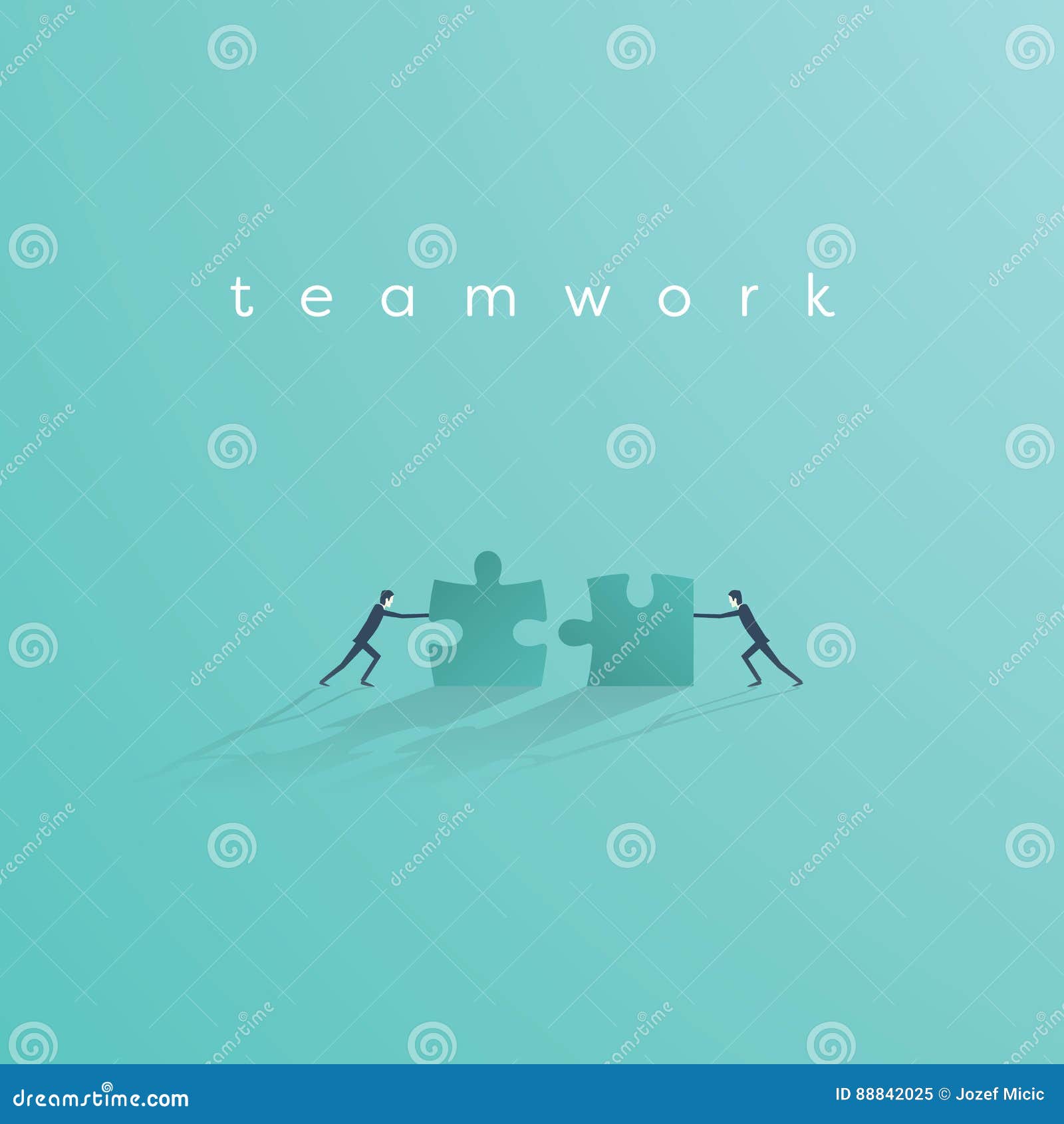businessman pushing jigsaw puzzle to complete it. business teamwork concept  . idea of cooperation and