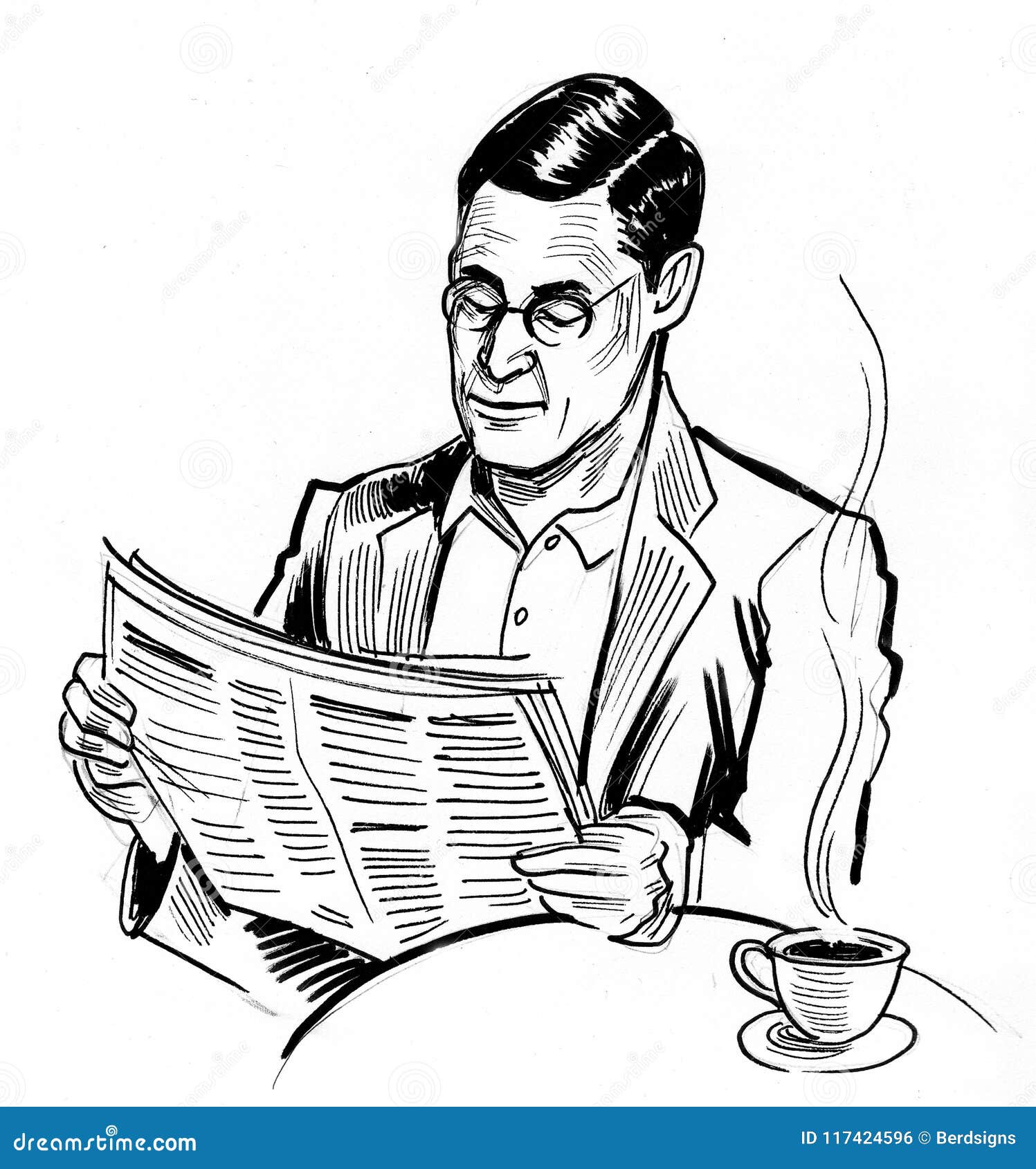 Businessman Reading A Newspaper Stock Illustration Illustration Of Gentleman Newspaper