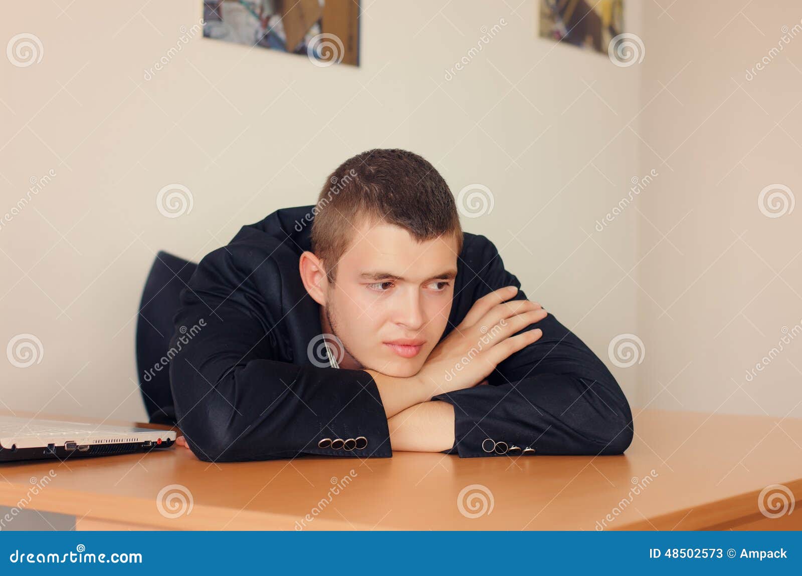 Businessman Resting Head on Desk Stock Image Image of concerned