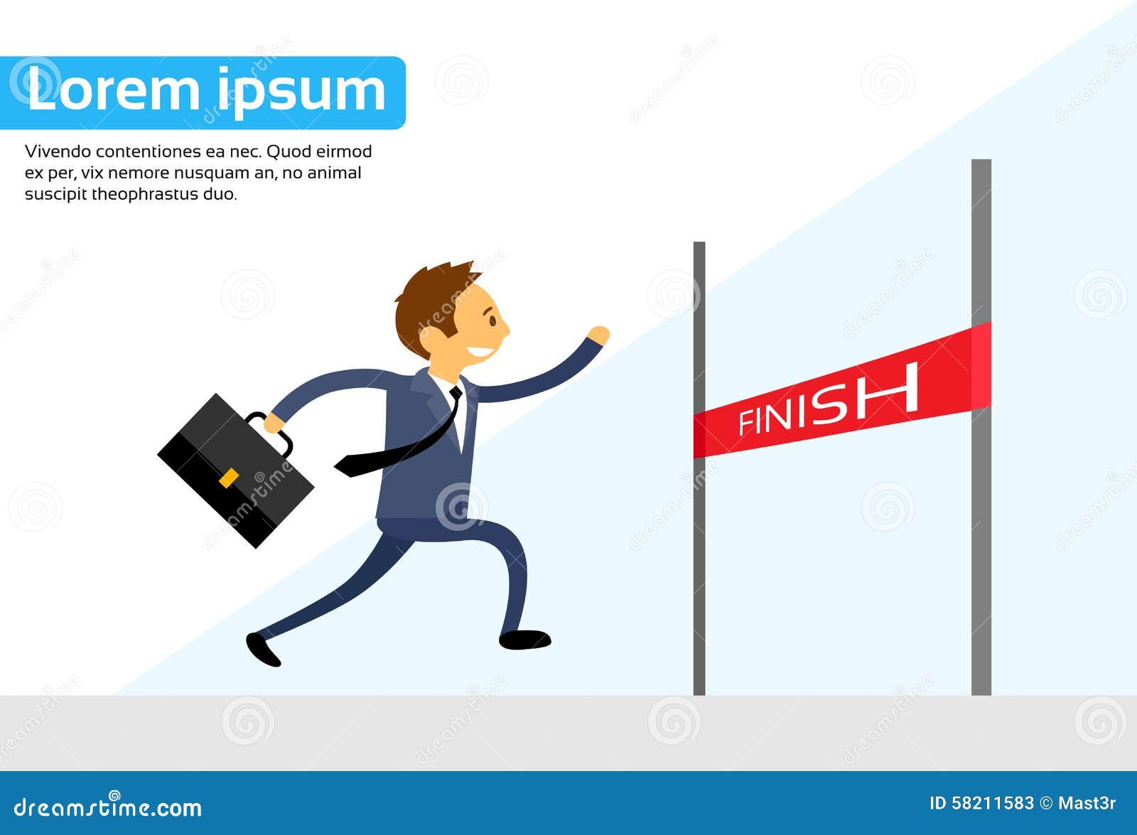 Businessman Run Cross Finish Line Flat Vector Stock Vector