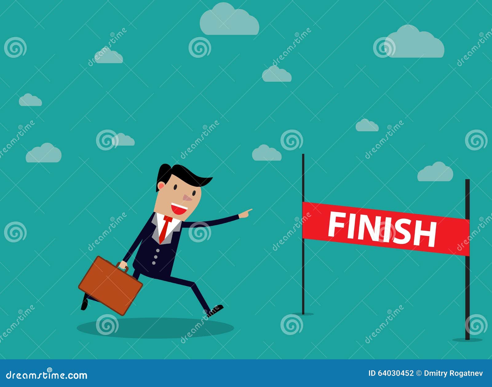 businessman run cross finish line