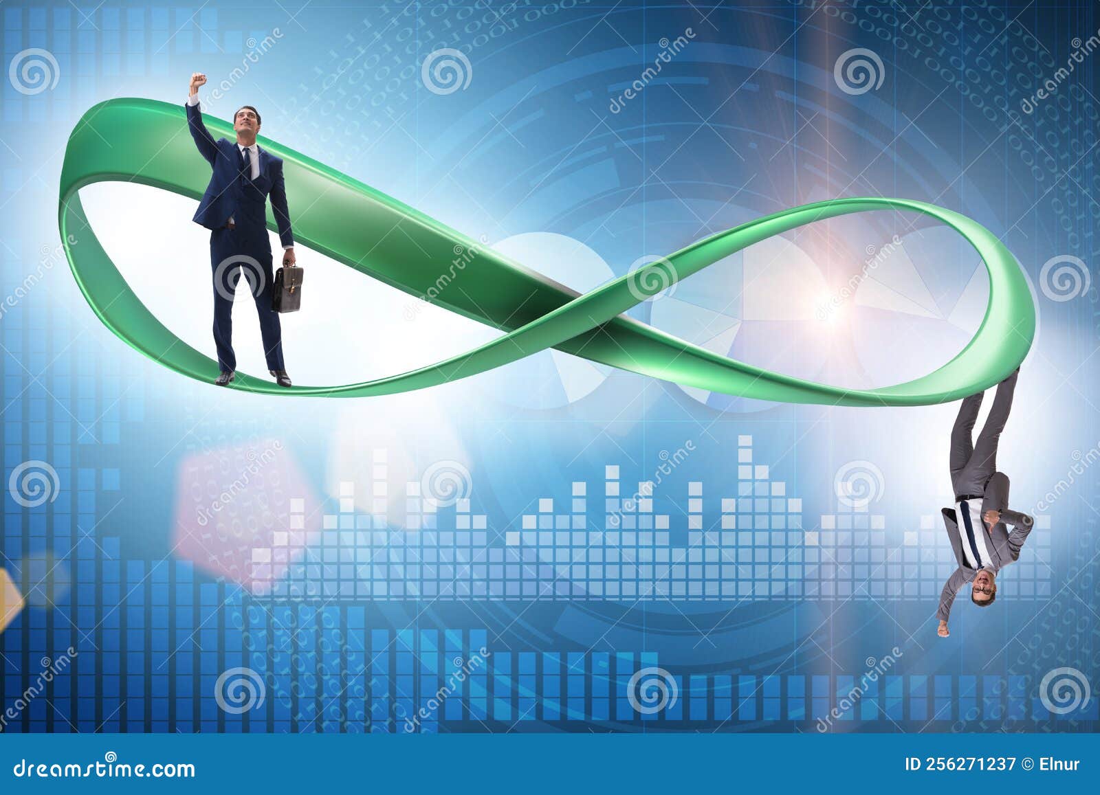 businessman running on the endless loop