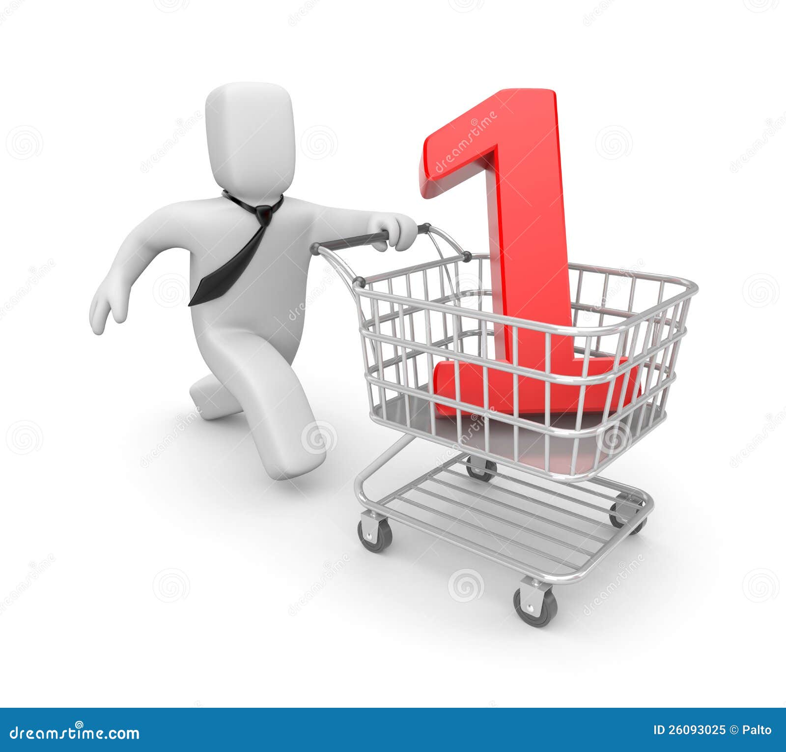 Businessman Running with Shopping Cart Stock Illustration