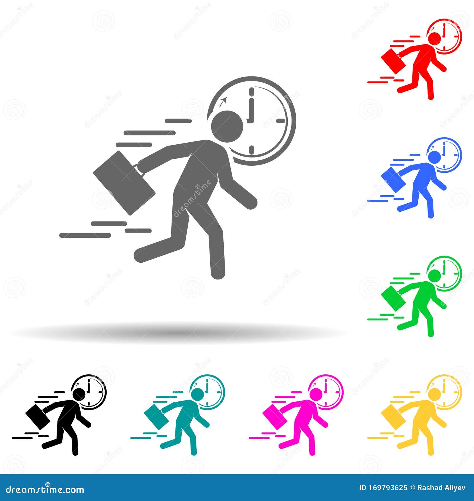 businessman running to work multi color style icon. simple glyph, flat  of speed icons for ui and ux, website or mobile