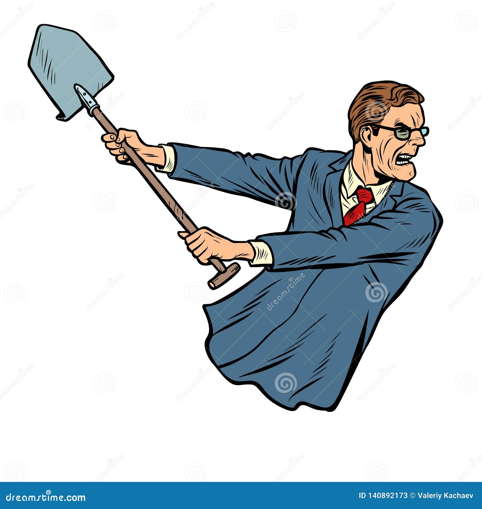 Businessman with a shovel stock vector. Illustration of looking - 140892173