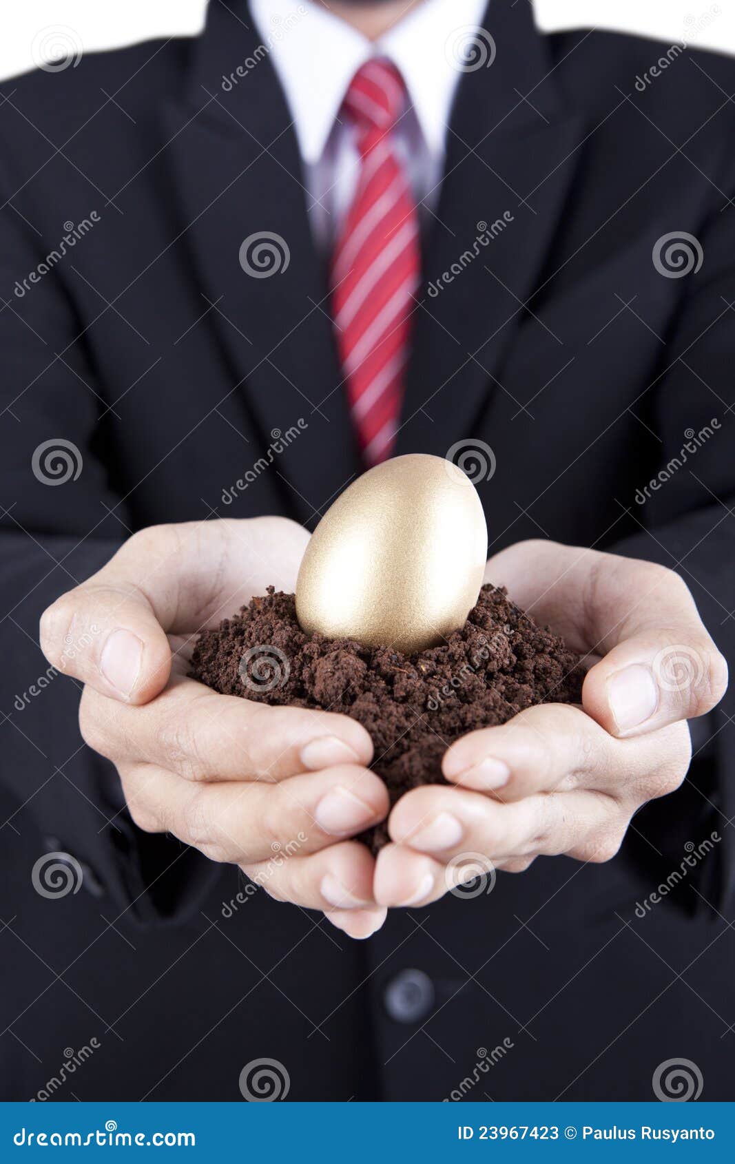 Businessman Showing Golden Egg and Soil Stock Image Image of invest
