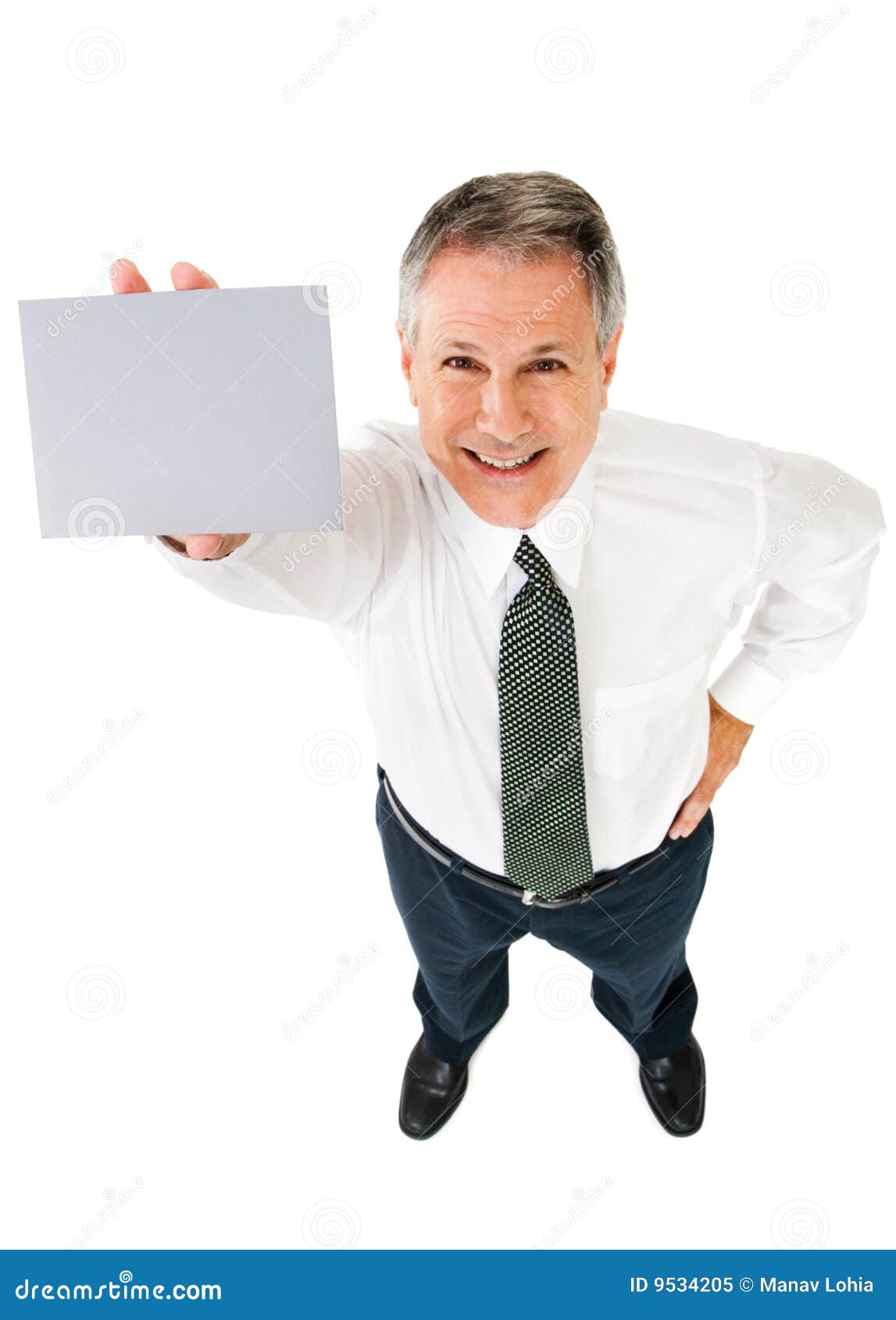 Businessman Showing Placard Stock Image Image of gentleman, smile