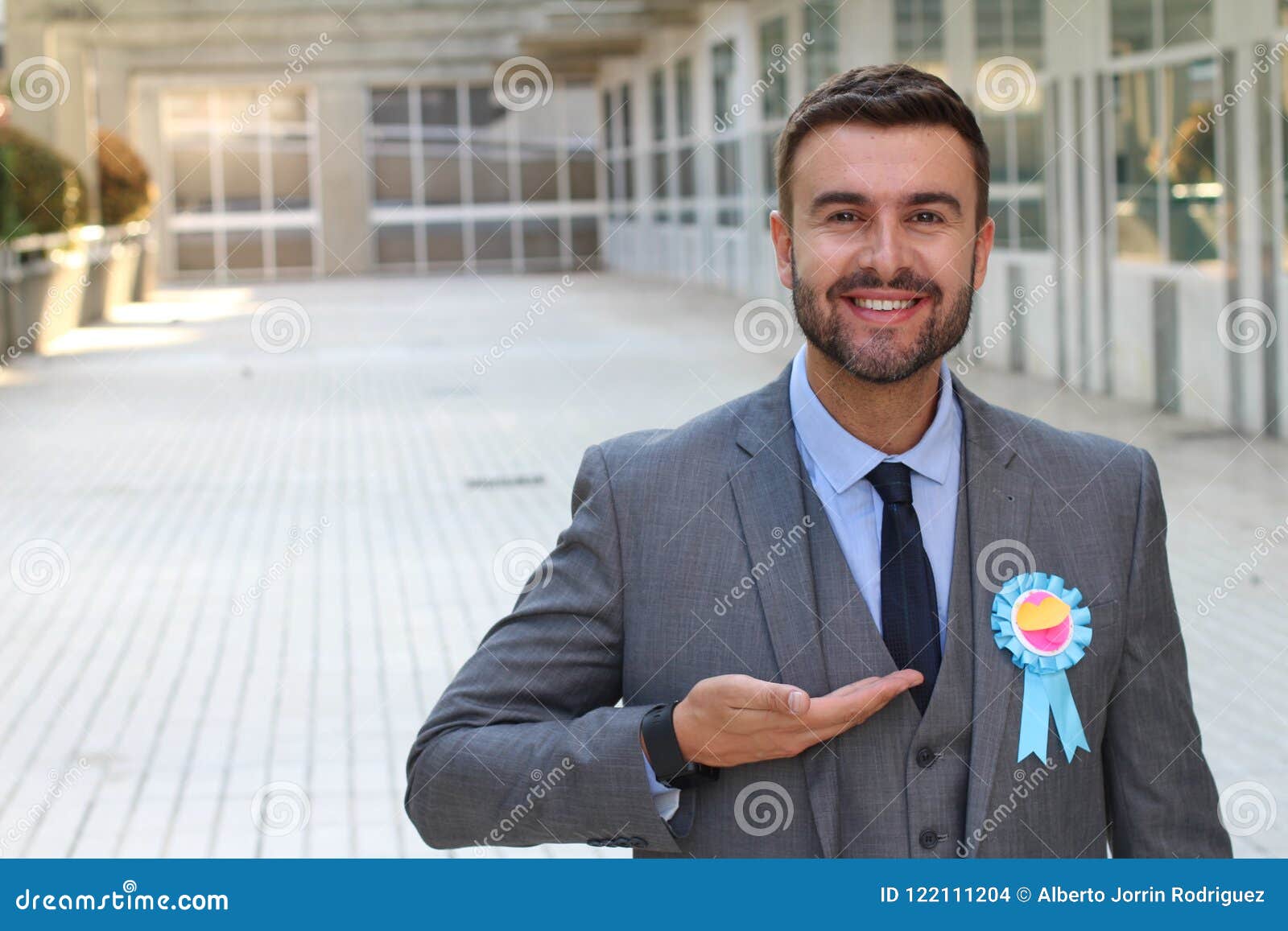 Businessman Showing a Ribbon Award Stock Photo - Image of boss ...