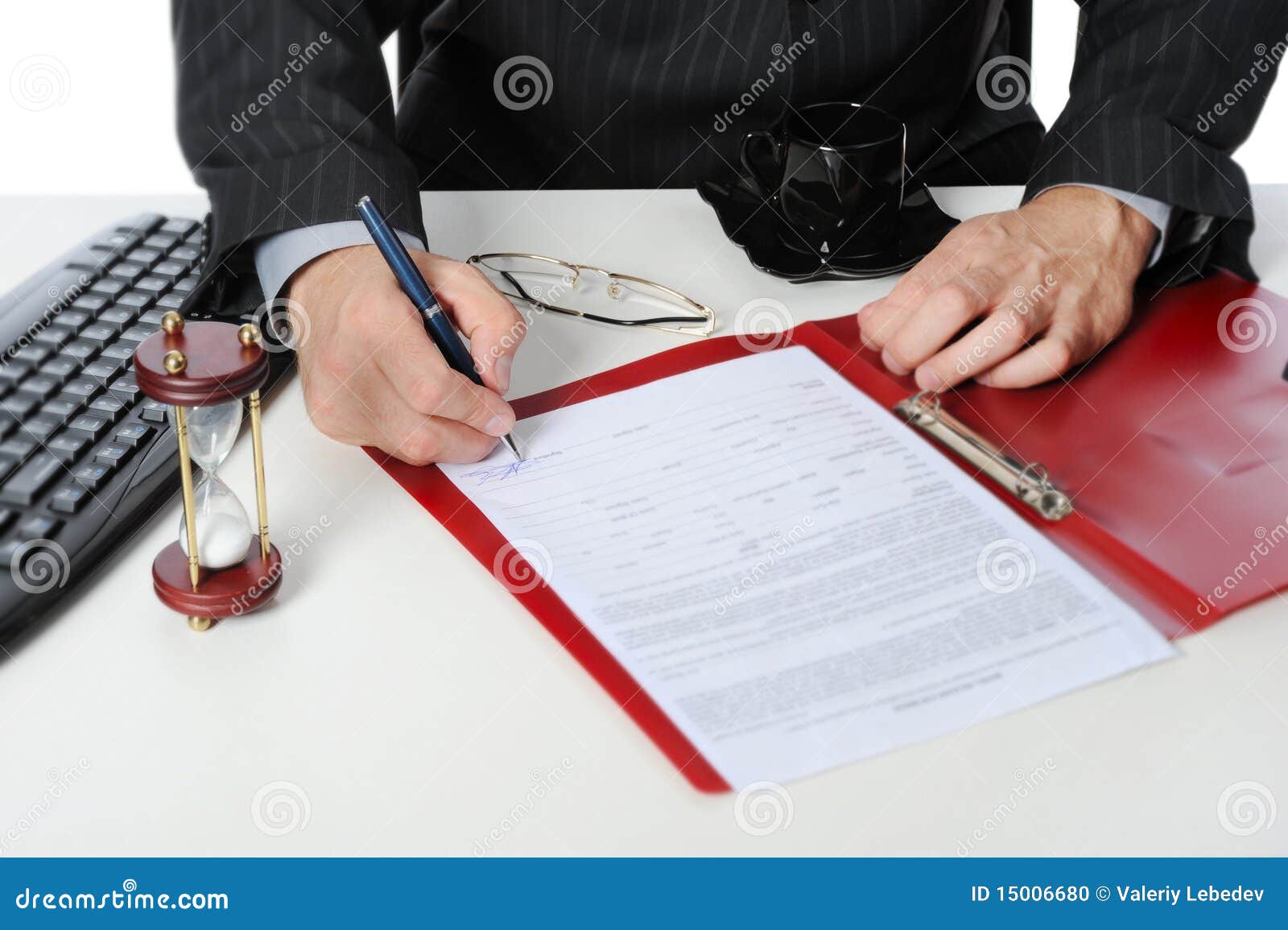 Businessman Signs a Contract. Stock Photo - Image of keypad, attention