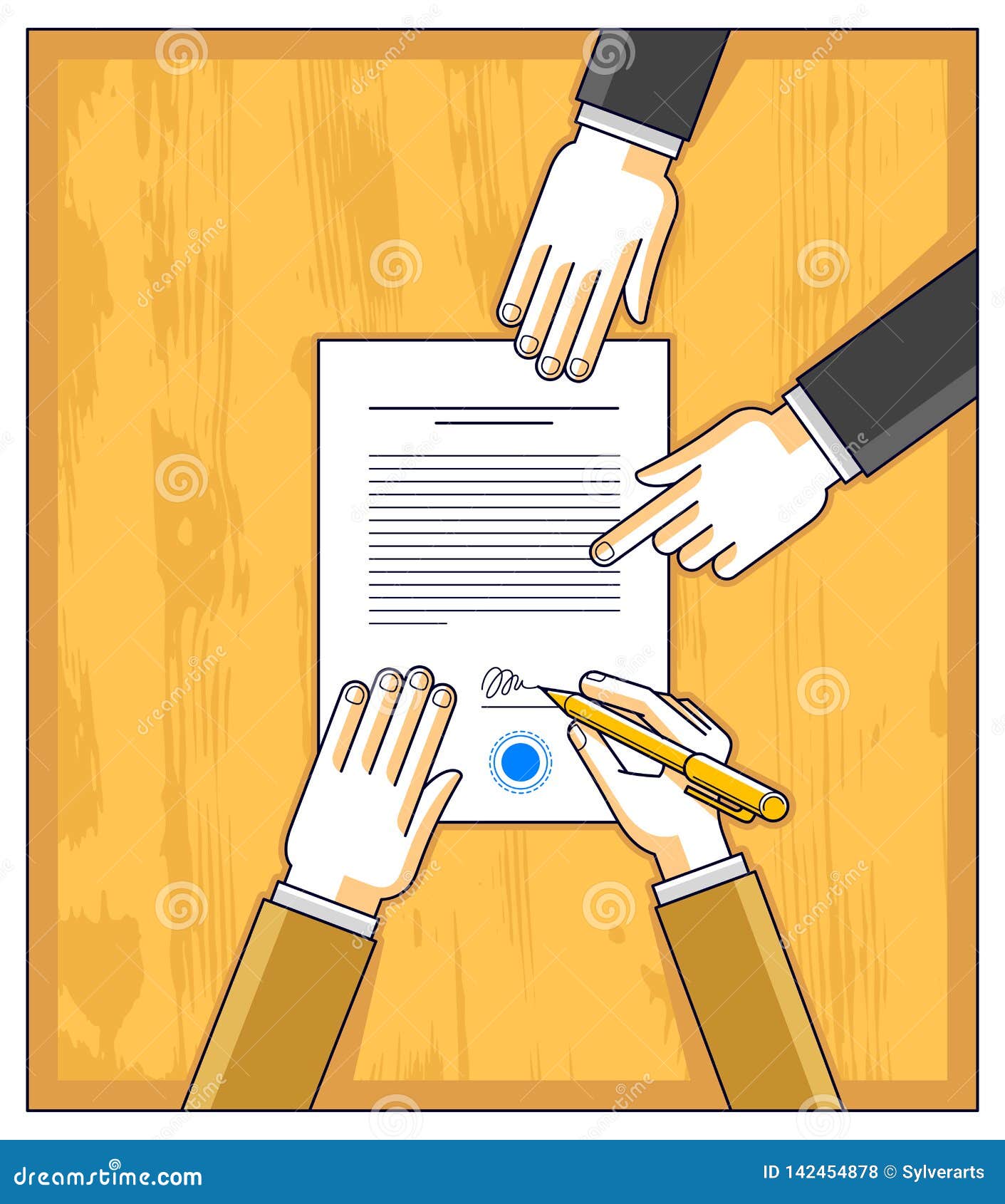 Businessman Signs Contract Paper Document Or Bank Customer Write A