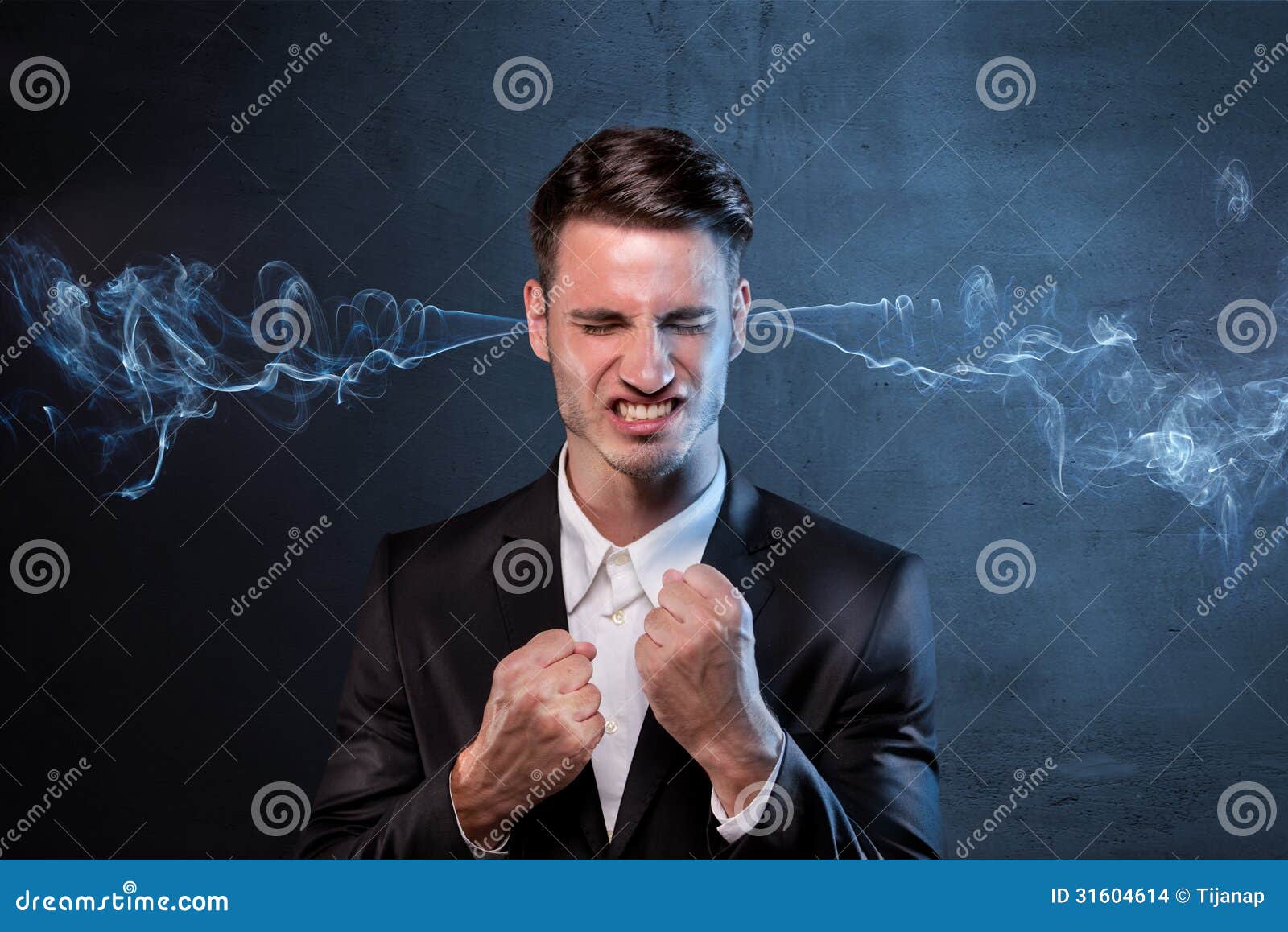businessman smoking with anger