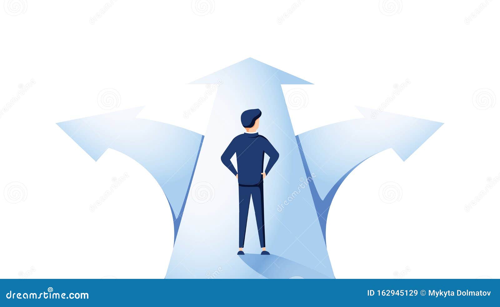 businessman standing on a crossroad and choosing direction. business concept. modern  . direction